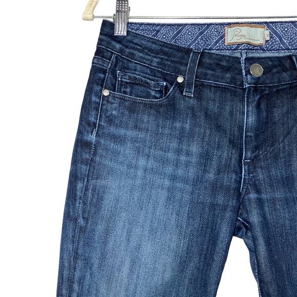 Paige Skyline Ankle Peg Skinny Jeans Ripped Knee Distressed Low Rise Dark Sz 28 - Picture 15 of 16